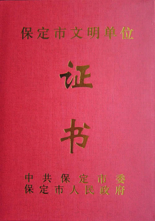 我院荣获“保定市2010-2011年度文明单位”荣誉称号
